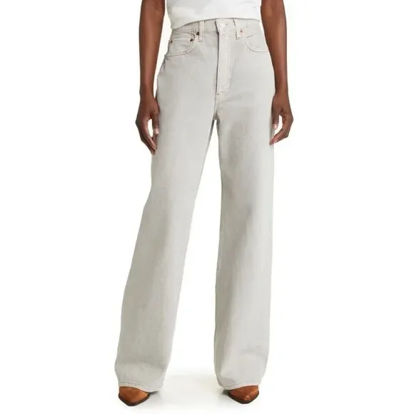 Re/Done Wide Gray Jeans Flare Size 25 - Picture 3 of 10